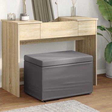 vidaXL Σκαμνί Γκρι 61x41x40cm Ψεύτικο Δέρμα και Μηχανικά Ξύλα