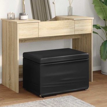 vidaXL Σκαμνί Μαύρο 61x41x40cm Ψεύτικο Δέρμα και Μηχανικά Ξύλα