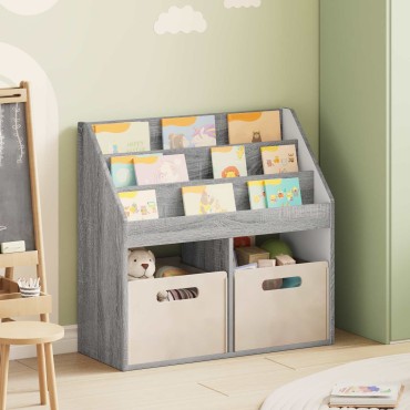 vidaXL Βιβλιοθήκη Παιδιών Γκρίζο Σονομα 72,5x29,5x69 εκ 1 τεμ.