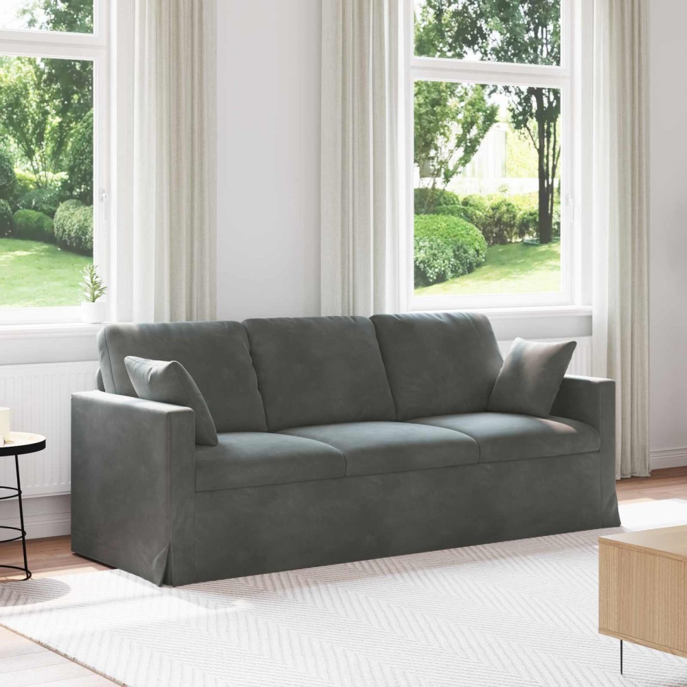 vidaXL Καναπές Σκούρο Γκρι 198x78x80cm Βελούδο