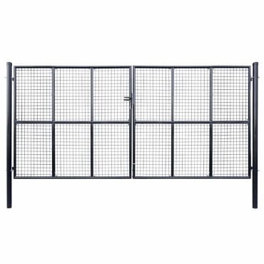 vidaXL Πόρτα Κήπου με Πλέγμα Γκρι 400x175 εκ. από Γαλβανισμένο Ατσάλι