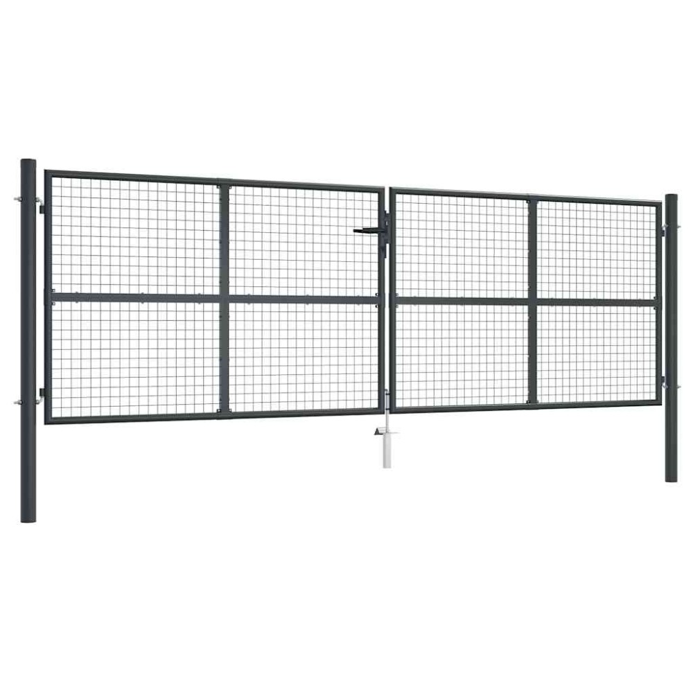 vidaXL Πόρτα Κήπου με Πλέγμα Γκρι 400x125 εκ. από Γαλβανισμένο Ατσάλι