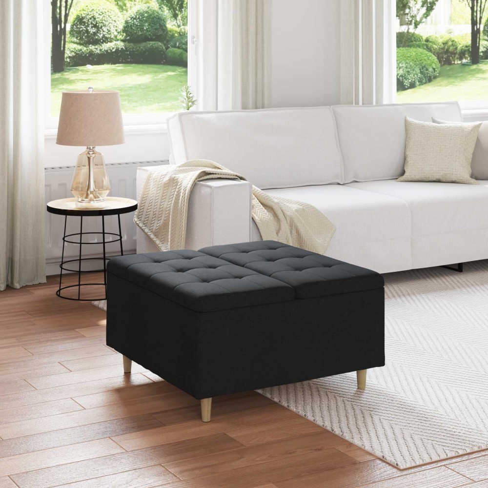 vidaXL Οθωμανό με Αποθηκευτικό Χώρο Μαύρο 80x80x45cm ύφασμα