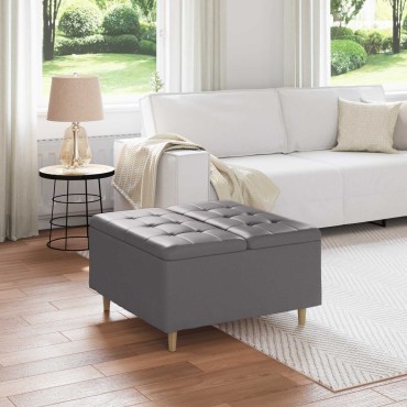 vidaXL Οθωμανικό αποθήκευσης Γκρι 80x80x45cm Τεχνητό δέρμα