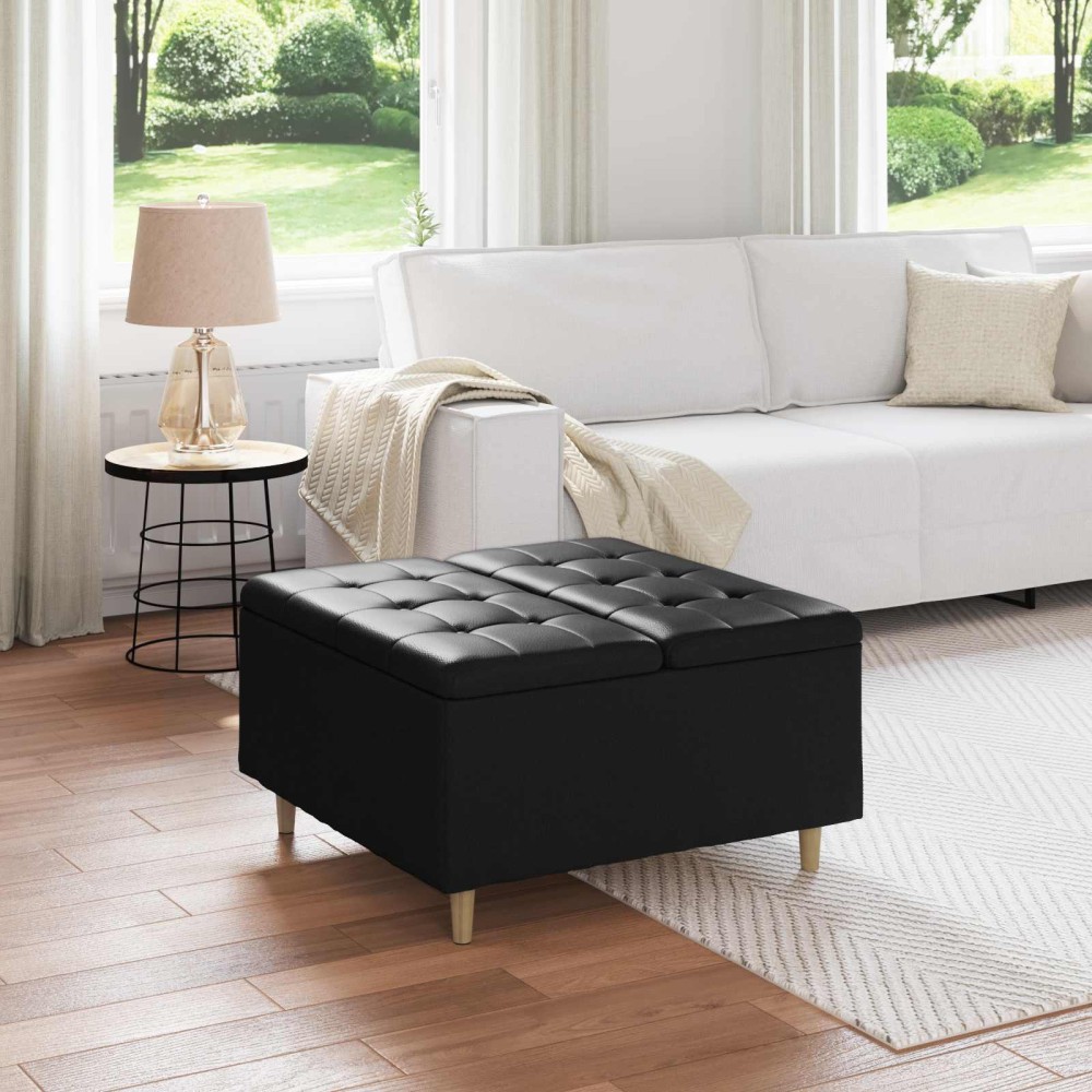vidaXL Οθωμανικό αποθήκευσης Μαύρο 80x80x45cm Τεχνητό δέρμα