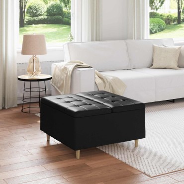 vidaXL Οθωμανικό αποθήκευσης Μαύρο 80x80x45cm Τεχνητό δέρμα