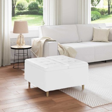 vidaXL Οθωμανικό αποθήκευσης Λευκός 80x80x45cm Τεχνητό δέρμα