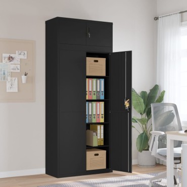 vidaXL Αρχειοθήκη Μαύρη 90x40x220cm Ατσάλινη 2 τεμ.