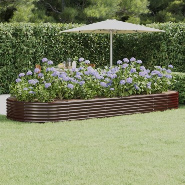 vidaXL Ζαρντινιέρα Καφέ 373x140x36 εκ. Γαλβανισμένος χάλυβας