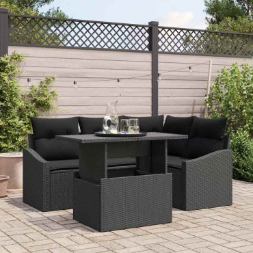 vidaXL Σετ Καναπέ Κήπου 5 τεμ. Μαύρο 100x55x73cm  Γωνιακός
