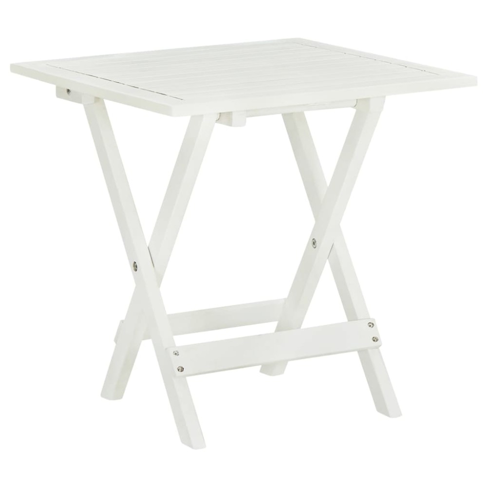 vidaXL Τραπέζι Bistro Λευκό 46x46x47cm από Μασίφ Ξύλο Ακακίας 1 τεμ.