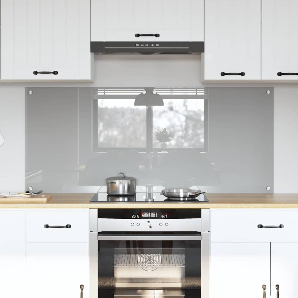 vidaXL Πλάτη κουζίνας 2 τμχ. Ανοιχτό γκρι 70 x 60 cm σκληρυμένο γυαλί