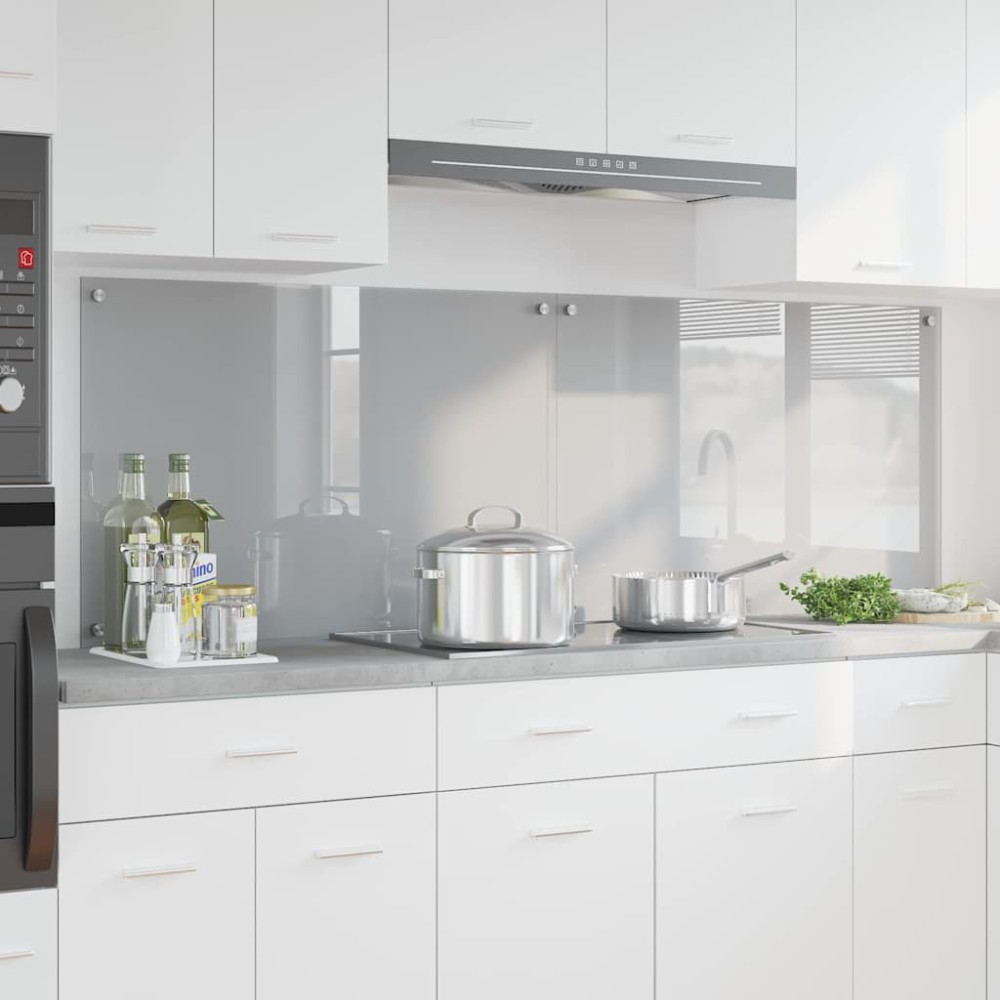 vidaXL Πλάτη κουζίνας 2 τμχ. Ανοιχτό γκρι 90 x 60 cm σκληρυμένο γυαλί