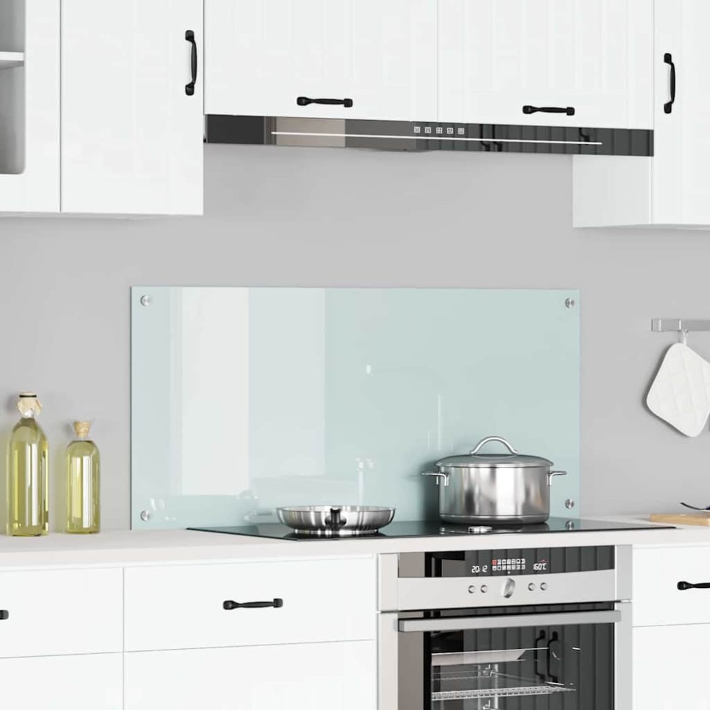 vidaXL Πλάτη κουζίνας Λευκό 110 x 50 cm σκληρυμένο γυαλί