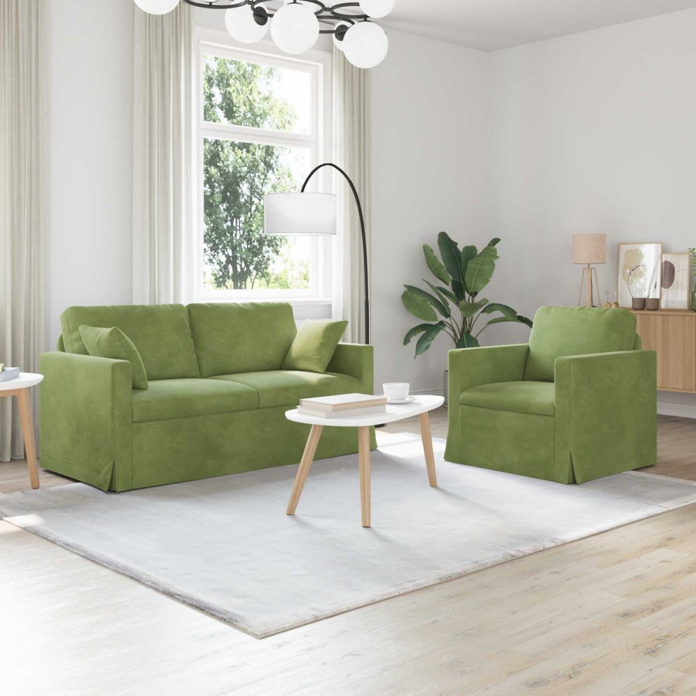 vidaXL Σετ Καναπέ 2 τεμ. Ανοιχτό Πράσινο Βελούδο 158x78x80cm  Διθέσιος