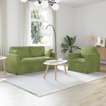 vidaXL Σετ Καναπέ 2 τεμ. Ανοιχτό Πράσινο Βελούδο 158x78x80cm  Διθέσιος