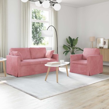 vidaXL Σετ Καναπέ 2 τεμ. Ροζ Βελούδο 158x78x80cm  Διθέσιος
