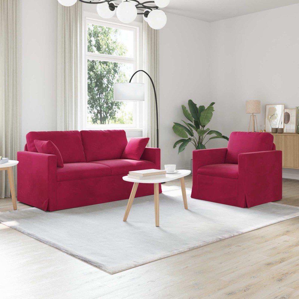 vidaXL Σετ Καναπέ 2 τεμ. Κόκκινο Βελούδο 158x78x80cm  Διθέσιος