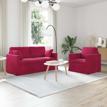 vidaXL Σετ Καναπέ 2 τεμ. Κόκκινο Βελούδο 158x78x80cm  Διθέσιος