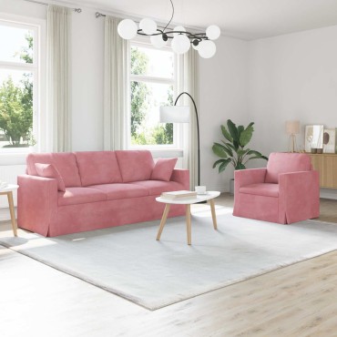 vidaXL Σετ Καναπέ 2 τεμ. Ροζ Βελούδο 198x78x80cm  Διθέσιος
