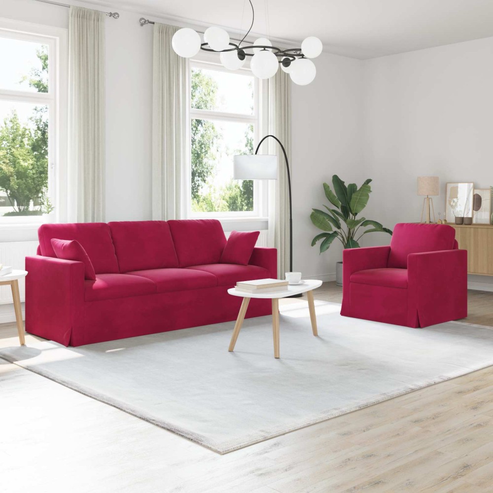 vidaXL Σετ Καναπέ 2 τεμ. Κόκκινο Βελούδο 198x78x80cm  Διθέσιος