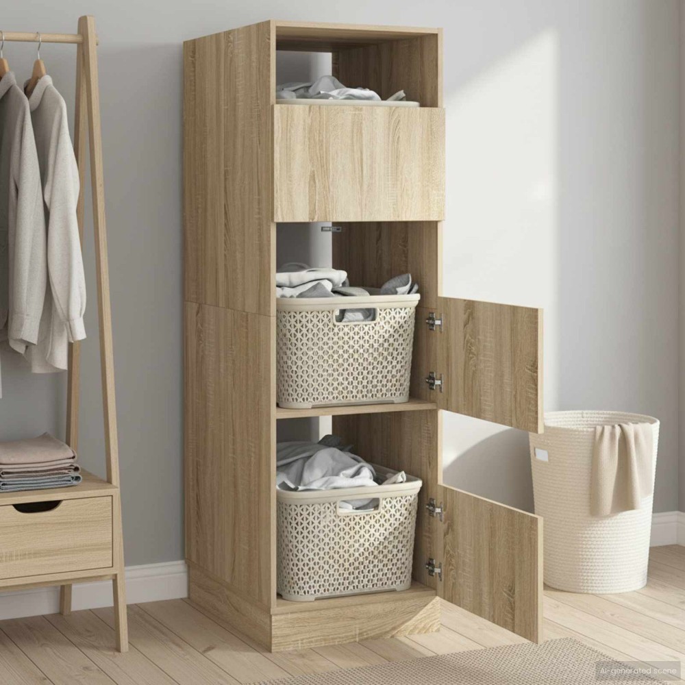 vidaXL Ντουλάπα Πλυσταριού Σονόμα 50x68x162cm Επεξεργασμένο ξύλο 1 τεμ.