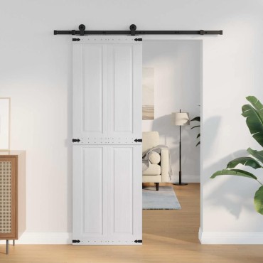 vidaXL Πόρτα αχυρώνα Corona Λευκό 70 x 210 cm Μασίφ Ξύλο Πεύκου