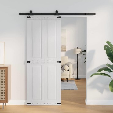 vidaXL Πόρτα αχυρώνα Corona Λευκό 80 x 210 cm Μασίφ Ξύλο Πεύκου