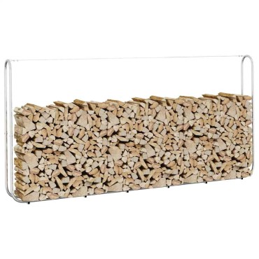 vidaXL Ράφι Καυσόξυλων 300x25x150 εκ. Γαλβανιζέ Ατσάλι