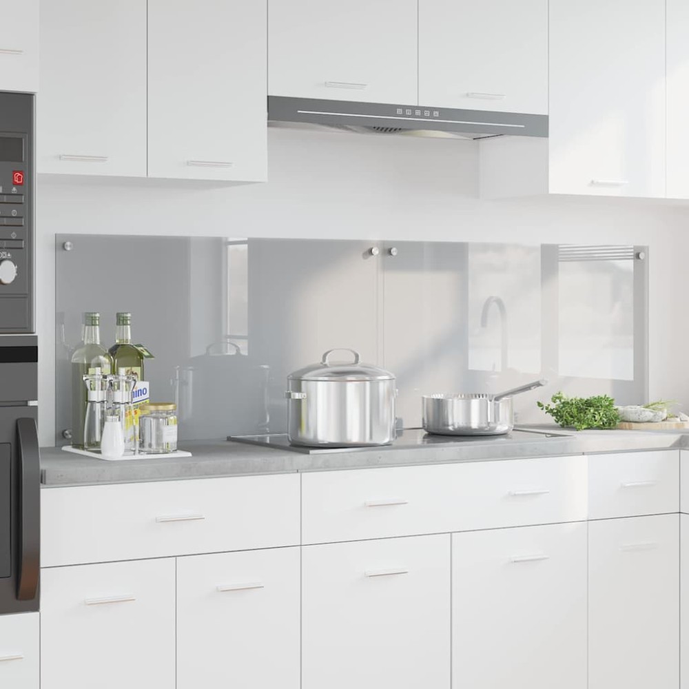 vidaXL Πλάτη κουζίνας 2 τμχ. Ανοιχτό γκρι 90 x 50 cm σκληρυμένο γυαλί