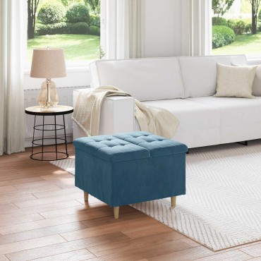 vidaXL Οθωμανό με Αποθηκευτικό Χώρο Μπλε 60x60x45cm Βελούδο