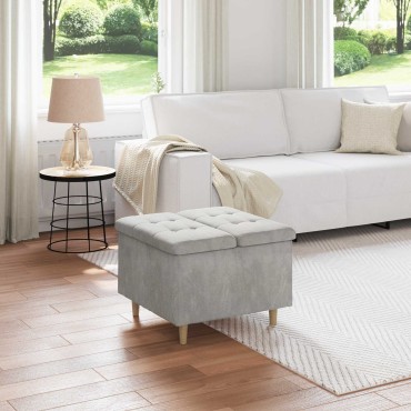 vidaXL Οθωμανικό αποθήκευσης Ανοιχτό γκρι 60x60x45cm Βελούδο