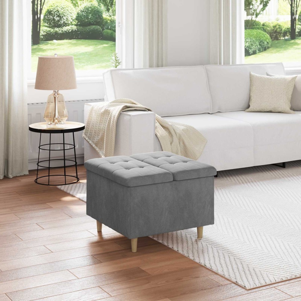 vidaXL Οθωμανικό αποθήκευσης Σκούρο Γκρι 60x60x45cm Βελούδο
