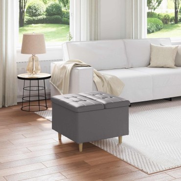 vidaXL Οθωμανικό αποθήκευσης Γκρι 60x60x45cm Τεχνητό δέρμα