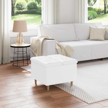 vidaXL Οθωμανικό αποθήκευσης Λευκός 60x60x45cm Τεχνητό δέρμα