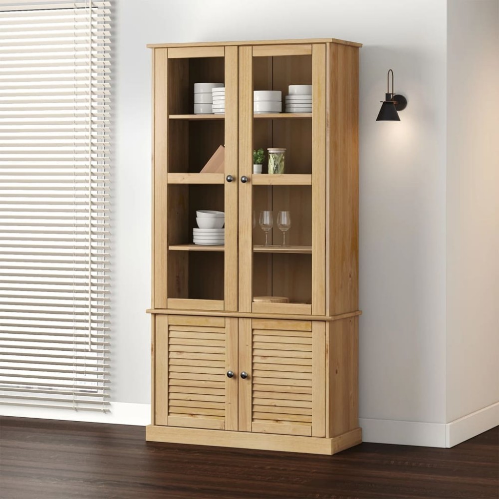 vidaXL Βιτρίνα VIGO 85x35x170cm από Μασίφ Ξύλο Πεύκου 1 τεμ.
