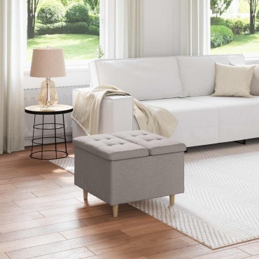vidaXL Οθωμανικό αποθήκευσης με μαξιλάρι Taupe 60x60x45cm ύφασμα