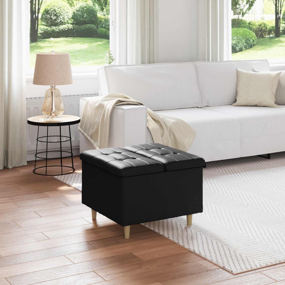 vidaXL Οθωμανικό αποθήκευσης Μαύρο 60x60x45cm Τεχνητό δέρμα
