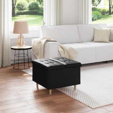 vidaXL Οθωμανικό αποθήκευσης Μαύρο 60x60x45cm Τεχνητό δέρμα
