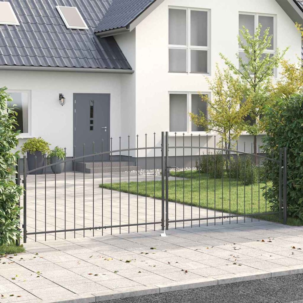vidaXL Διπλή Πύλη WOERDEN 400 x 199.5 εκ. Ατσάλι Γκρι Κλειδώσιμο