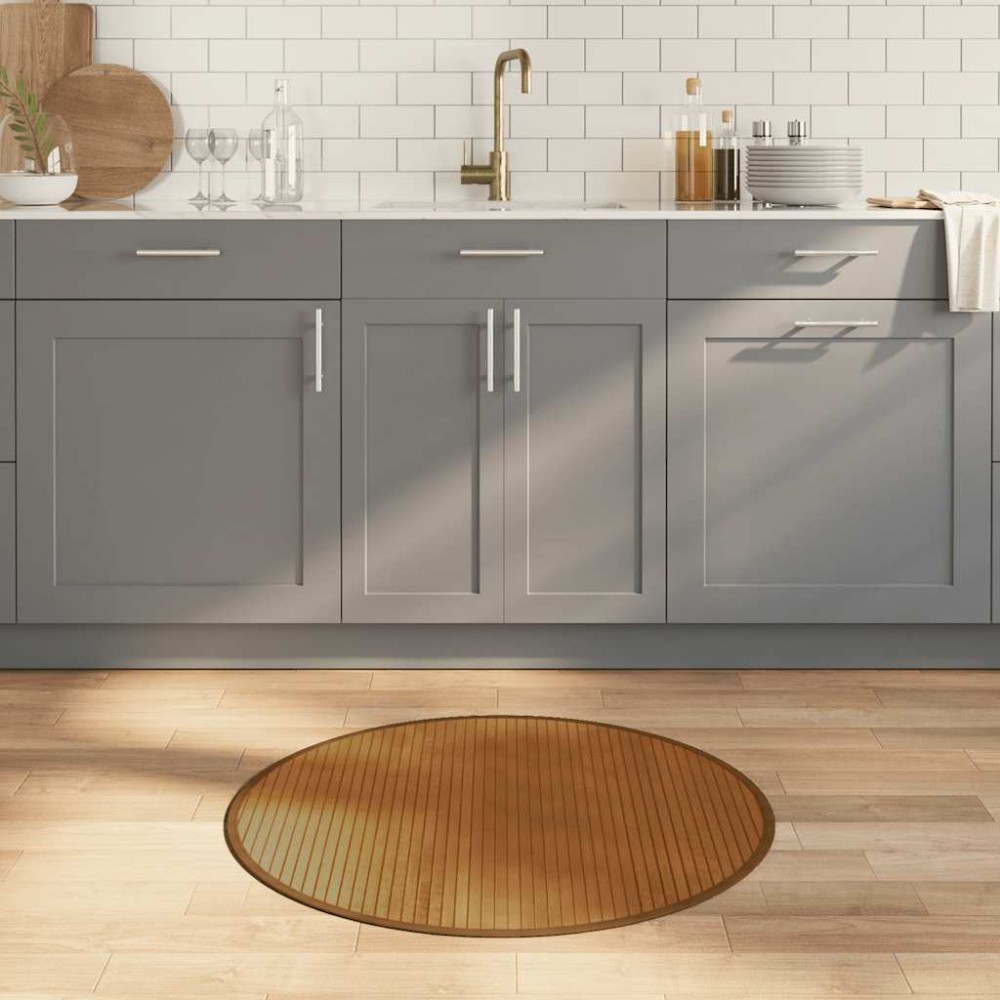 vidaXL Χαλί Στρογγυλό Καφέ Μπαμπού 80x80cm