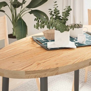 vidaXL Επιτραπέζια επιφάνεια 120x60x4cm από Μασίφ Ξύλο Δρυός Οβάλ