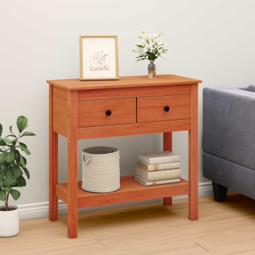 vidaXL Τραπέζι κονσόλας Κερωτό καφέ 75x35x75cm Στερεό ξύλο πεύκου 1 τεμ.