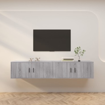 vidaXL Έπιπλα Τηλεόρασης Επιτοίχια 2 τεμ. Γκρι Sonoma 100x34,5x40cm