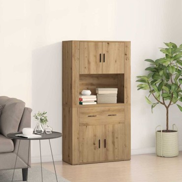 vidaXL Υψηλός Μπουφές artisan δρυς 80x33x150cm Επεξεργασμένο Ξύλο 1 τεμ.
