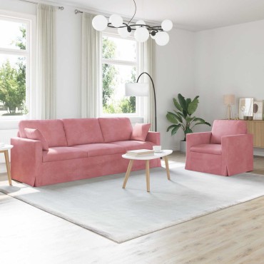 vidaXL Σετ Καναπέ 2 τεμ. Ροζ Βελούδο 228x78x80cm  Διθέσιος