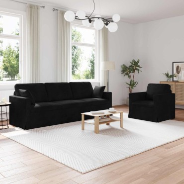 vidaXL Σετ Καναπέ 2 τεμ. Μαύρο Βελούδο 228x78x80cm  Διθέσιος
