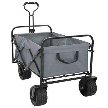 vidaXL Αναδιπλούμενο Καρότσι Γκρι 89 x 63 x 96 εκ