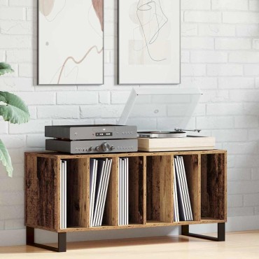 vidaXL Ντουλάπι δίσκων βινυλίου Παλαιό ξύλο 100x38x48cm 1 τεμ.