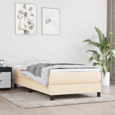 vidaXL Στρώμα με Pocket Springs Μεσαίας Σκληρότητας Κρεμ 90x200x20cm Υφασμάτινο 1 τεμ. - Μονό